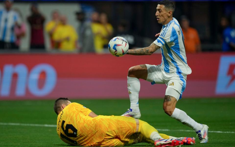 Angel Di Maria missed a chance to put Argentina ahead in the 8th minute when he was through on Canada's goalkeeper Maxime Crepeau