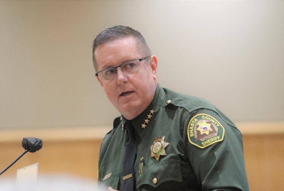 Shasta County Sheriff Michael Johnson describes his proposal for a multifaceted new jail before the Board of Supervisors on Tuesday evening, March 29, 2022.