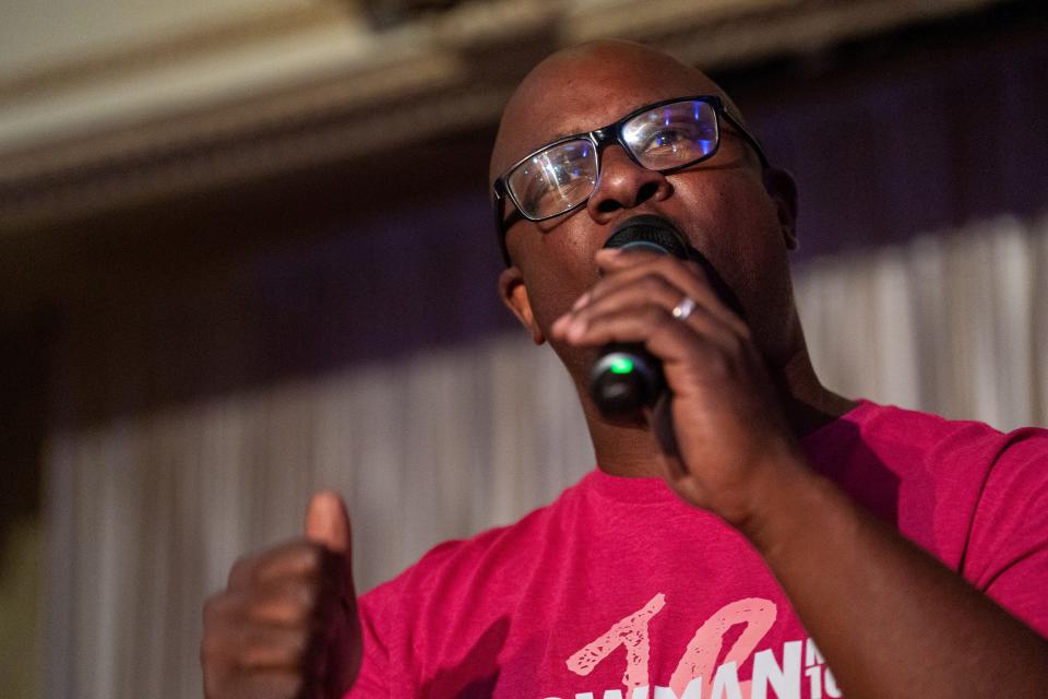 Congressman Jamaal Bowman (D-NY) concedes during his Primary Election Night Watch Party in Yonkers, New York, U.S., June 25, 2024. REUTERS/David 'Dee' Delgado