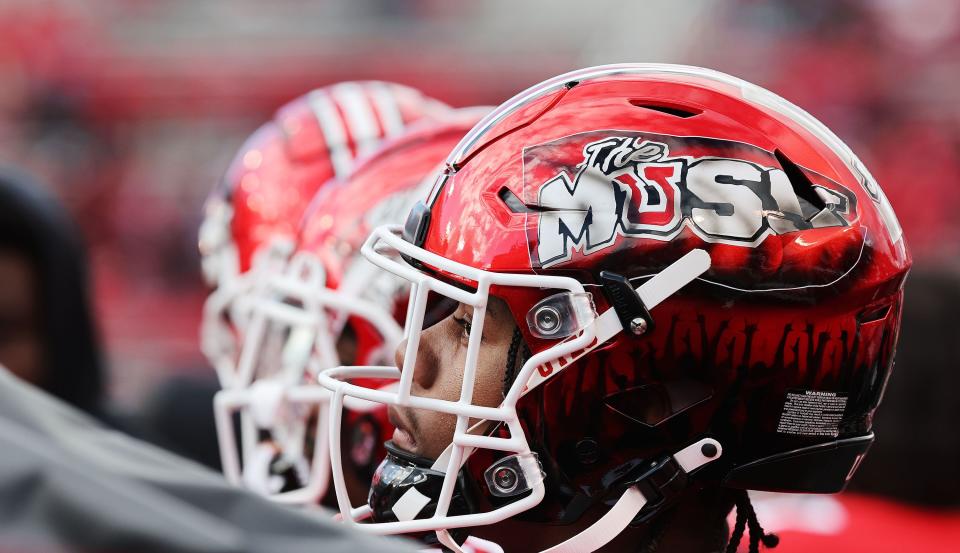 The new Utes helmets in Salt Lake City on Saturday, Oct. 28, 2023. Oregon won 35-6. | Jeffrey D. Allred, Deseret News