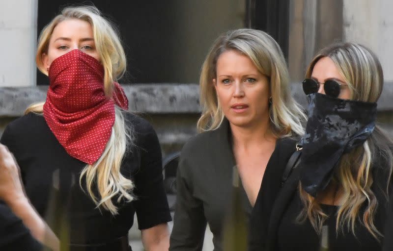 Actor Amber Heard arrives at the High Court in London