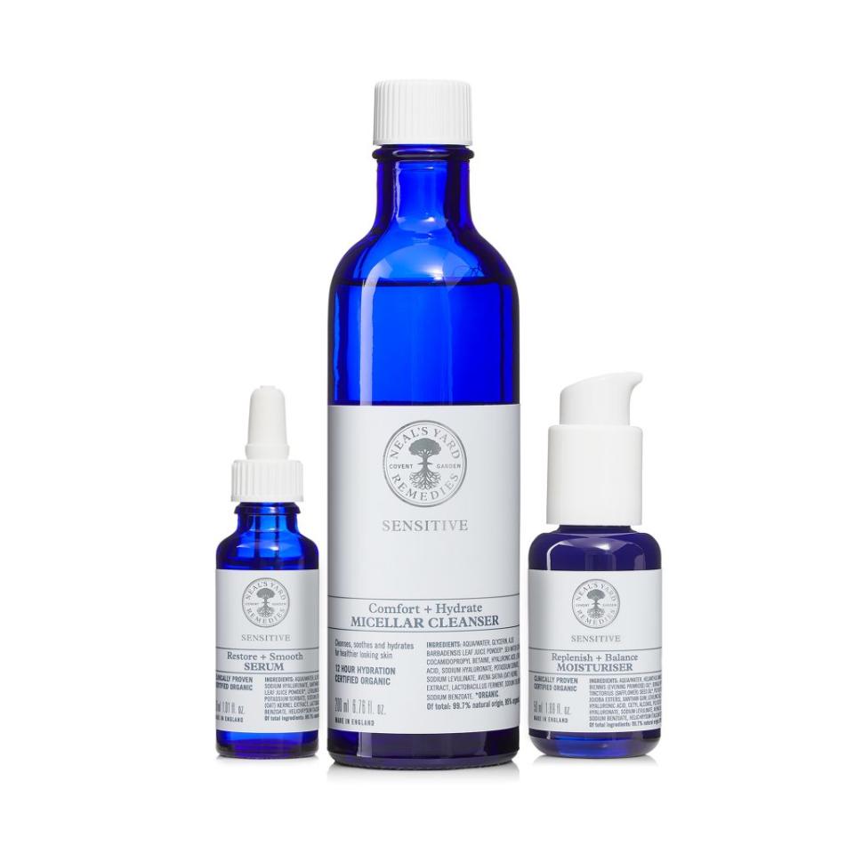 ▲Neal’s Yard Remedies 舒敏平衡雙效潔膚水 200ml NT$1,300；舒敏平衡精華30ml NT$2,500；舒敏平衡乳 50ml NT$2,000。（圖／Neal’s Yard Remedies）