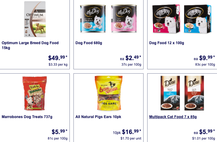 Pet care products on sale as Special Buys at Aldi. 