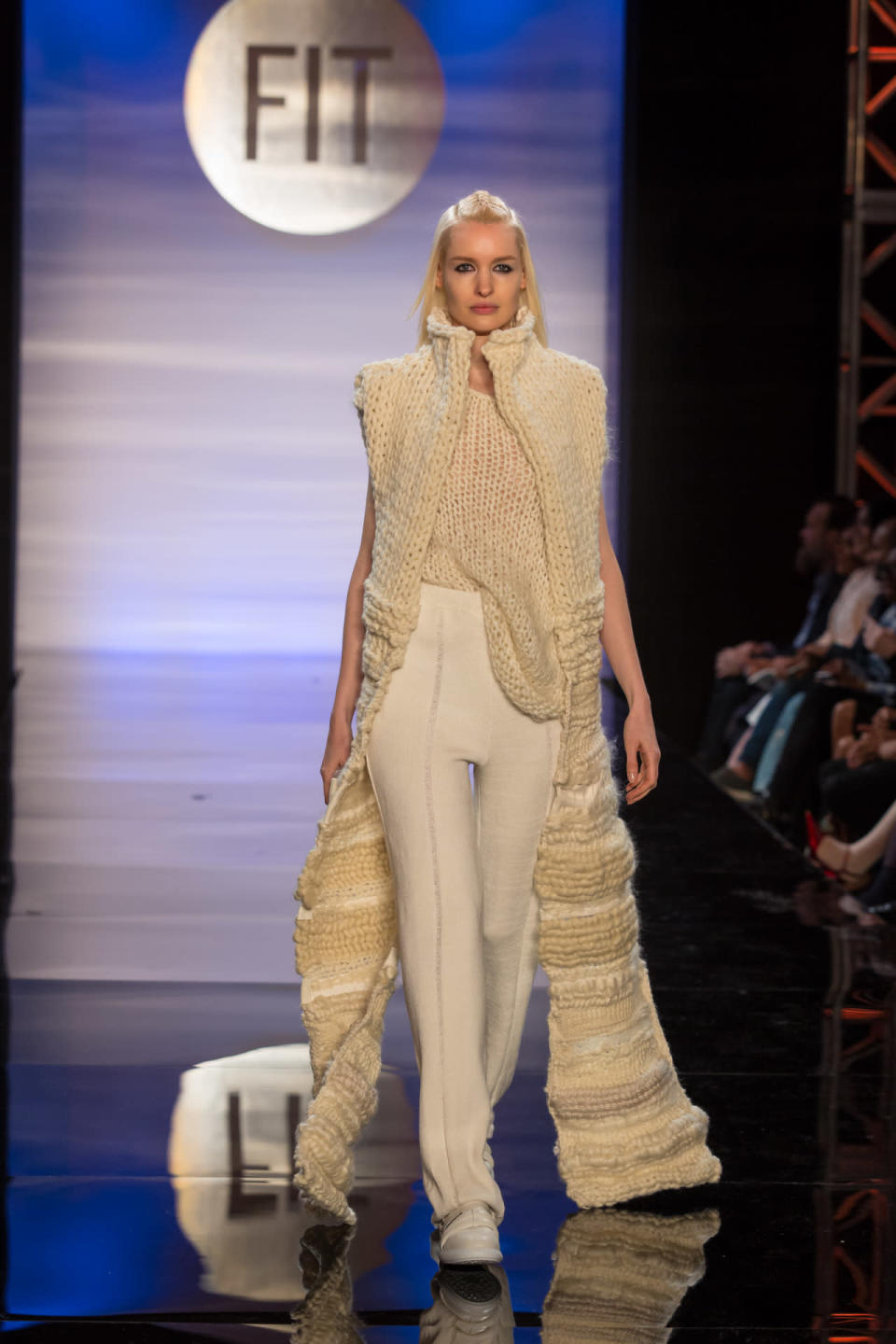 FIT graduate Kelsey Fries’s look took nubby knitwear to a very futuristic place.