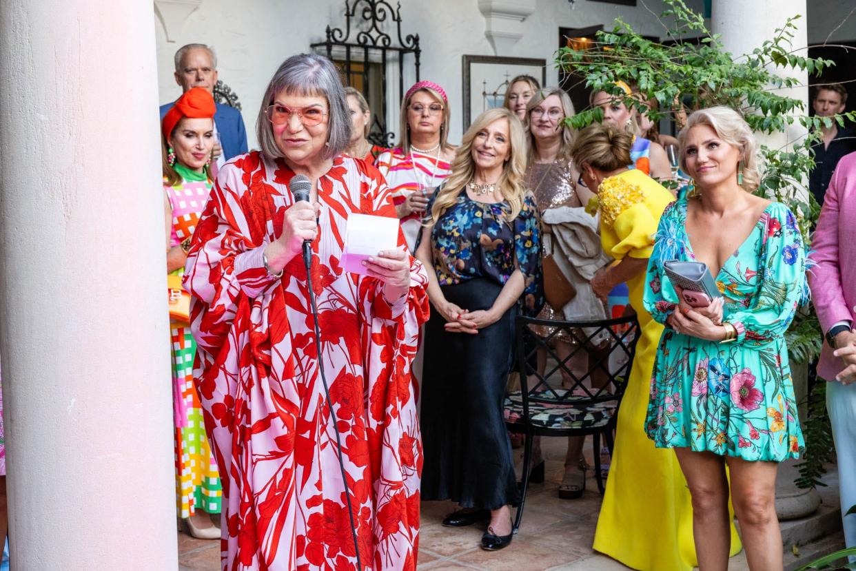 Actor Mindy Cohn talks with guests at the April 24 Habitat for Humanity of Greater Palm Beach County event at the home of Greg and Kim Dryer.