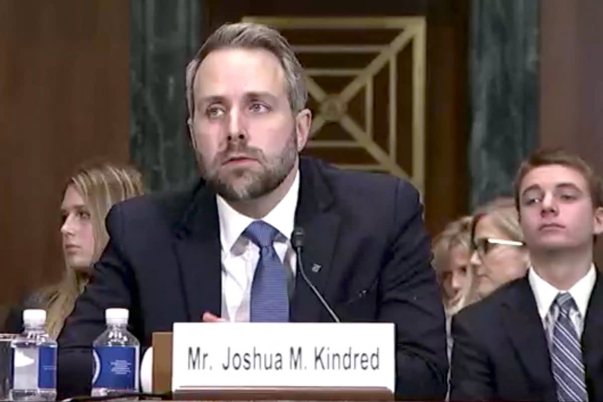 Joshua Kindred speaks during a judicial nomination hearing at the US Senate Committee on the Judiciary in Washington, DC on December 4, 2019.  (US Senate Committee on the Judiciary/Reuters)