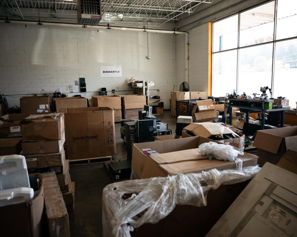 Boxes of electronics are sorted and recycled at Sunnking, located at 272 Oriskany Blvd in Whitesboro. Sunnking is a location for recycling electronics dropped off by area residents at the Oneida-Herkimer Solid Waste Authority's free, year-round electronics recycling program.