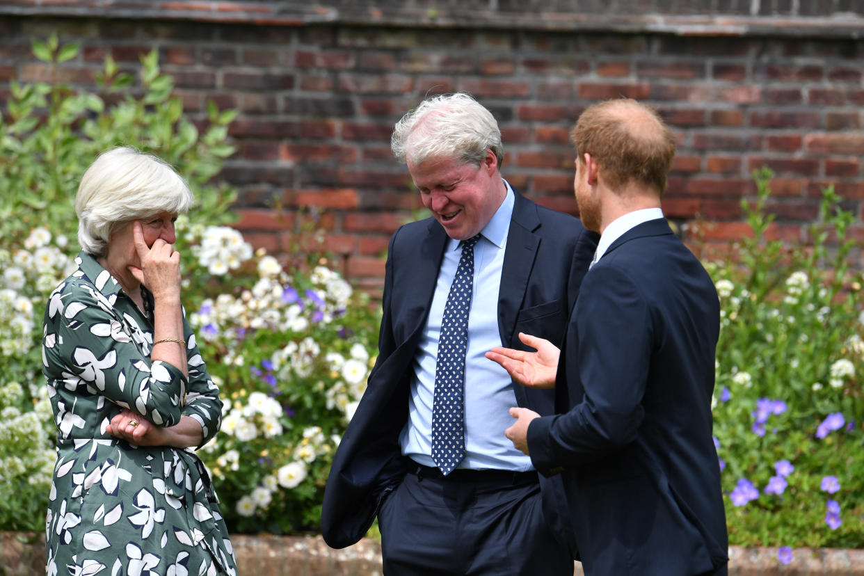 Prince Harry with aunt Lady Jane Fellowes and uncle Earl Spencer. It's thought that he has not seen them in more than a year. (Photo: PA Images)