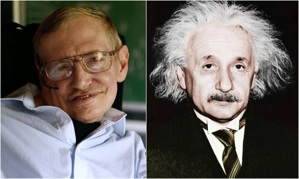 英國2名男童測出162高智商，竟超過天才霍金（左）、愛因斯坦兩人的160智商。（翻攝Albert Einstein、Stephen Hawking FACEBOOK）