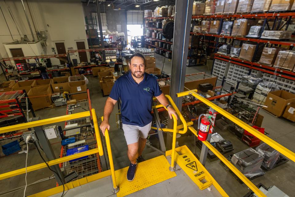 Anuar Garcia , founder and CEO of GreenTek Solutions, is photographed in his 23,900-square-foot warehouse in Houston. GreenTek Solutions is an IT asset disposition company that helps midsized to large corporations dispose of their excess IT equipment. GreenTek makes sure company data is erased or destroyed, and that their equipment doesn’t end up in a landfill.