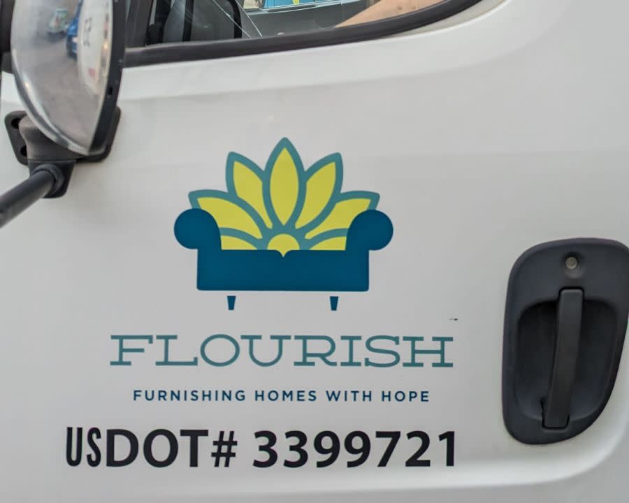 A photo of Flourish: A Furniture Bank's truck that was stolen on May 10, 2024 from their nonprofit organization's building in Grandview, Missouri.
