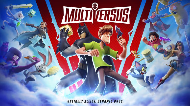 Una imagen promocional del videojuego Multiversus, que combina en un mismo título personajes de múltiples universos de Warner