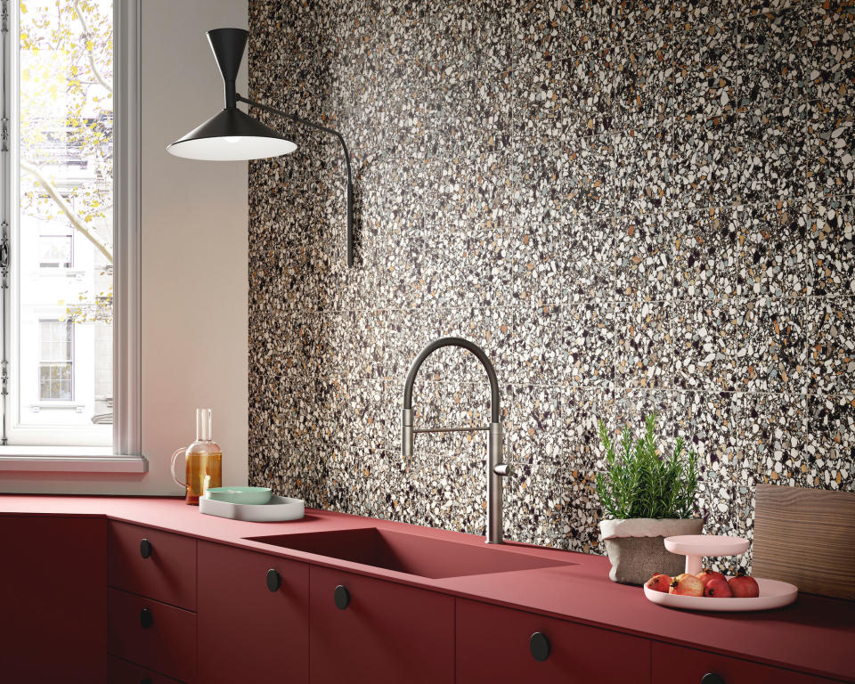 22. Create a feature wall with small terrazzo tiles