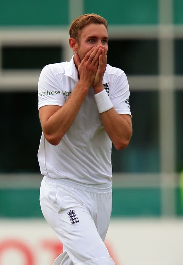 Stuart Broad reacts in disbelief during his eight for 15 against Australia at Trent Bridge in 2015