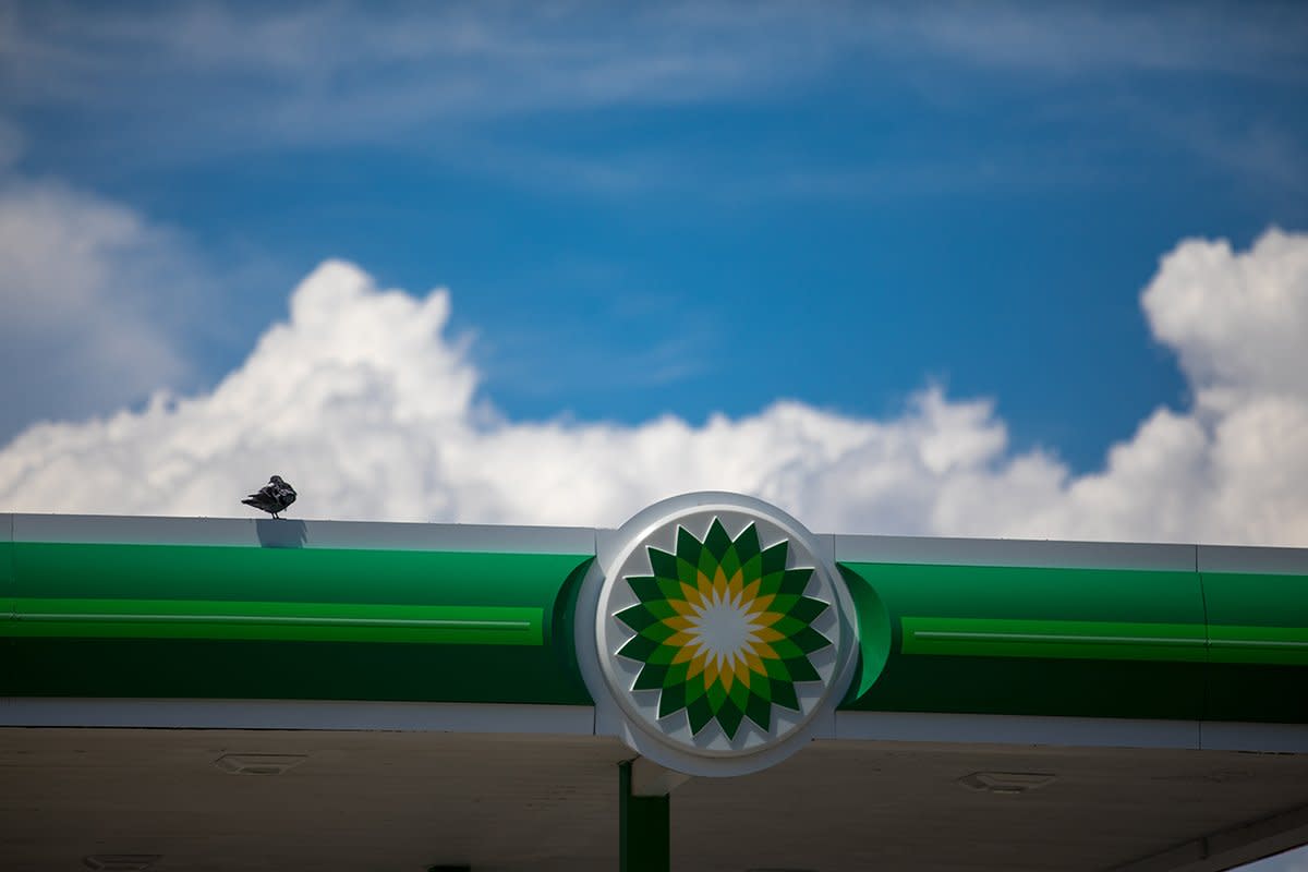 BP gas station logo is pictured