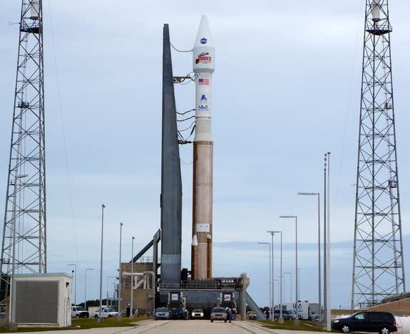 The Atlas 5 rocket set to carry MAVEN into space standing on its launch pad. Photo released Nov. 16, 2013.