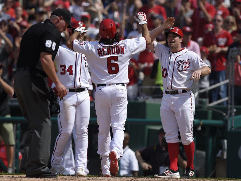 Anthony Rendon had never hit multiple home runs in a game before launching three on Sunday. (AP Photo/Nick Wass)