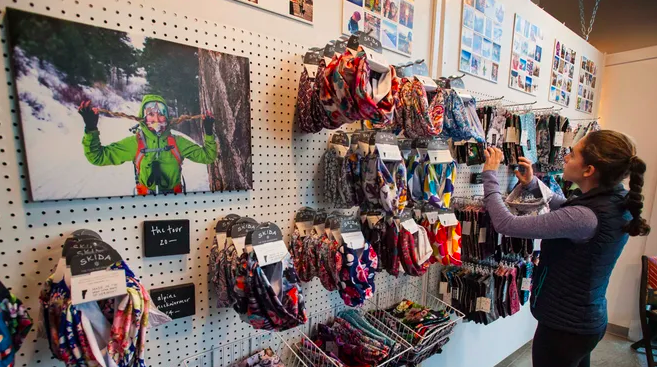 A shopper peruses the Skida store in Burlington, Vermont.