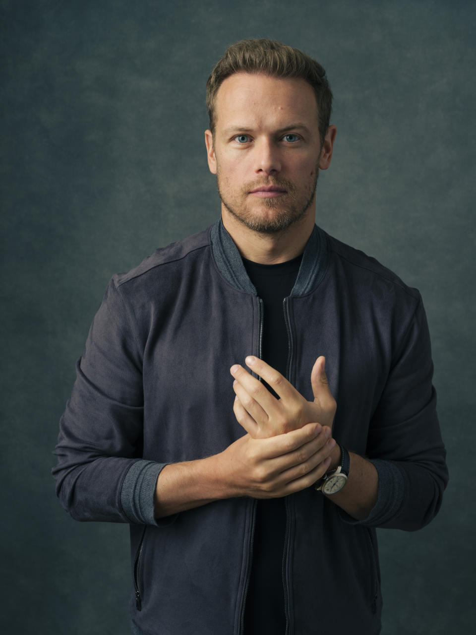 Sam Heughan poses for a portrait to promote the series "Outlander" on Thursday, June 8, 2023, in New York. (Photo by Drew Gurian/Invision/AP)