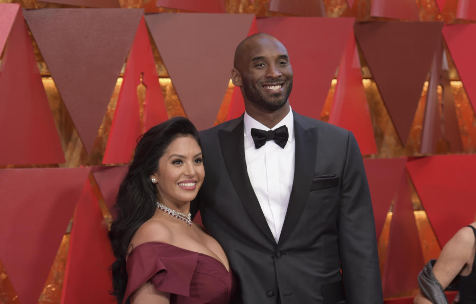 Vanessa Laine Bryant, left, and Kobe Bryant arrive at the Oscars on Sunday, March 4, 2018, at the Dolby Theatre in Los Angeles. (Photo by Richard Shotwell/Invision/AP)