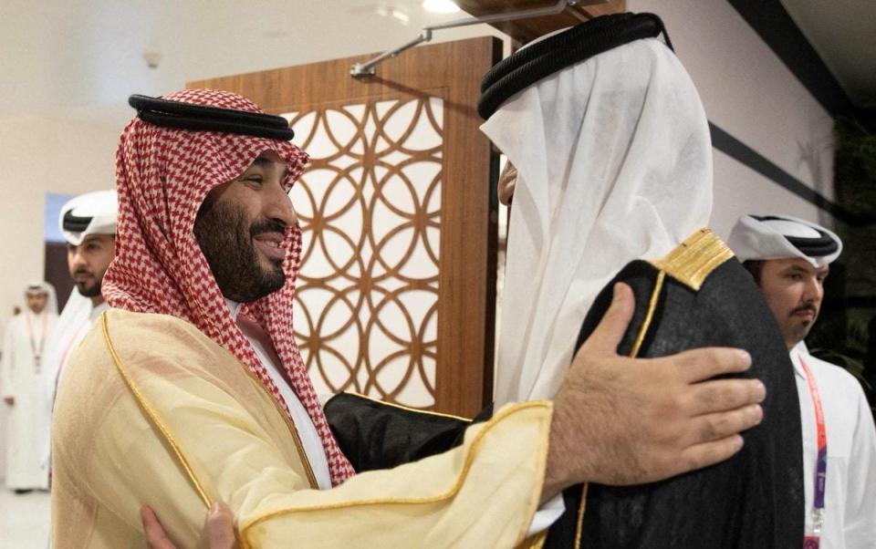 Crown Prince Mohammed bin Salman was received by the Emir of Qatar at the opening match of the tournament which saw the host nation face Ecuador - Reuters