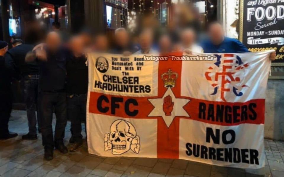 Chelsea fans have brought elements of the club’s support under further scrutiny after pictures circulating on social media emerged of a Chelsea flag bearing Nazi insignia, which is thought to have been taken to Budapest ahead of the Europa League tie there this week.