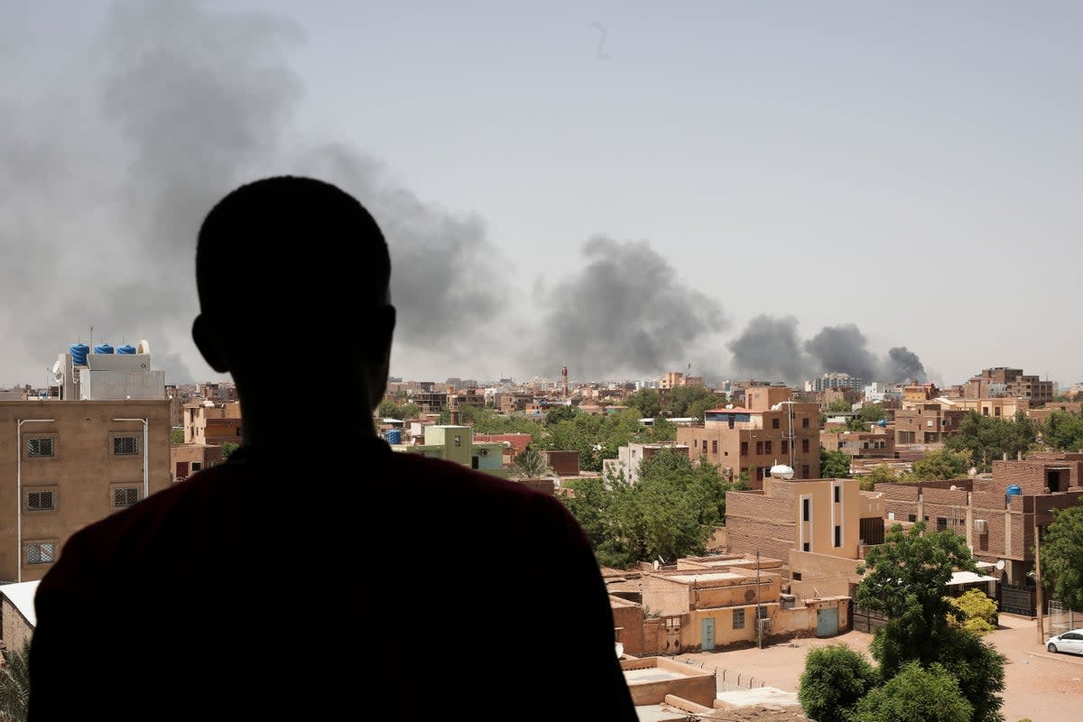 Smoke is seen in Khartoum, Sudan, Saturday after the ceasefire between the Sudanese Army and Rapid Support Forces failed (AP Photo/Marwan Ali) (AP)