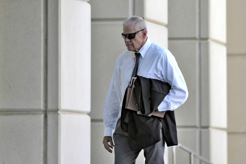 Federal prosecutor Joseph Ruddy arrives at the United States Courthouse Friday, Sept. 1, 2023, in Tampa, Fla. Ruddy is one of the architects of Operation Panama Express — a task force launched in 2000 to target cocaine smuggling at sea, combining resources from the U.S. Coast Guard, FBI, Drug Enforcement Administration and Immigration and Customs Enforcement. (AP Photo)