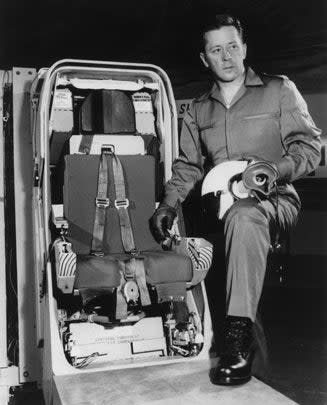 <strong>Al White</strong> pictured next to the XB-70 escale module. <em>U.S. Air Force</em>