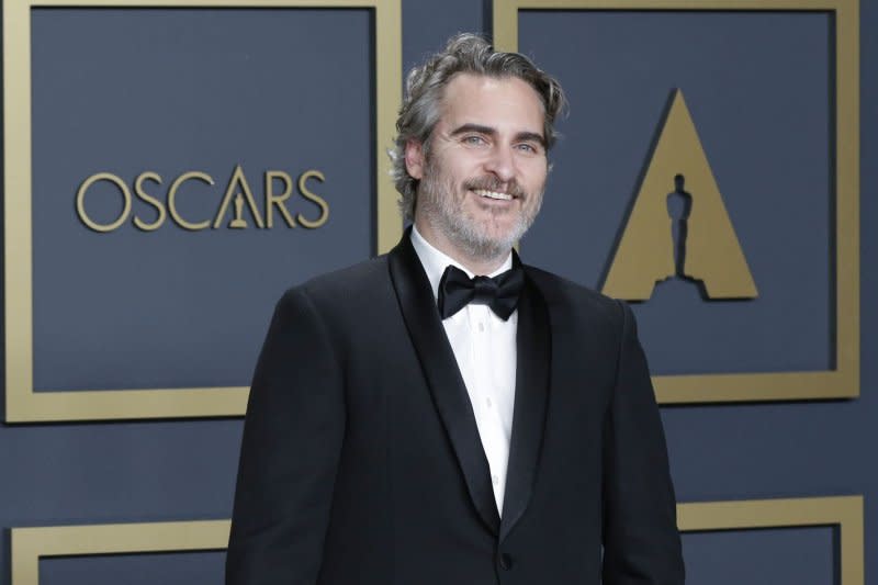 Joaquin Phoenix, winner of Best Actor in a Leading Role for "Joker," arrives backstage with his Oscar during the 92nd annual Academy Awards at Loews Hollywood Hotel in the Hollywood section of Los Angeles on February 9, 2020. The actor turns 49 on October 28. File Photo by John Angelillo/UPI