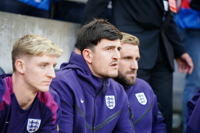 Anthony Gordon (left) was able to train, while Harry Maguire (centre) and Luke Shaw followed individual programmes 