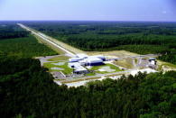 An aerial photo shows Laser Interferometer Gravitational-wave Observatory (LIGO) Livingston Laboratory detector site near Livingston, Louisiana in this undated photo released by Caltech/MIT/LIGO Laboratory on February 8, 2016. REUTERS/Caltech/MIT/LIGO Laboratory/Handout via Reuters