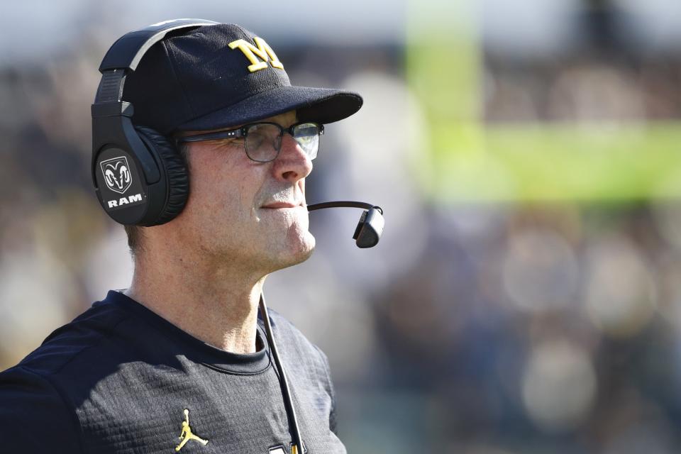 Jim Harbaugh believes visiting locker rooms should meet certain standards. (Photo by Joe Robbins/Getty Images)