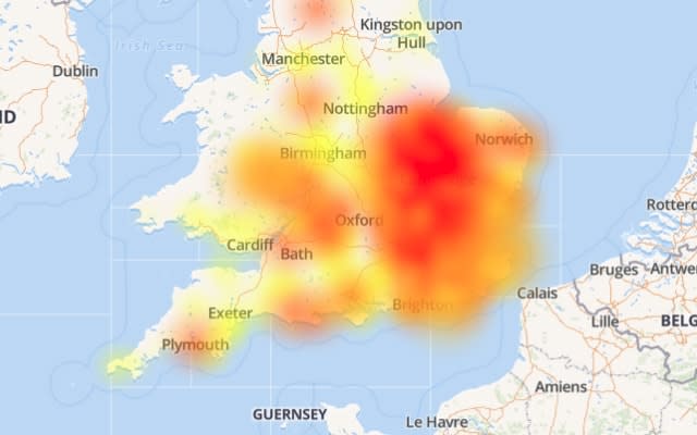 Freeview problems, as shown on the website Down Detector - Down Detector