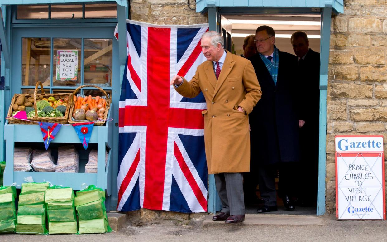 King Charles visiting the Uley Community Stores and Post Office in Gloucestershire