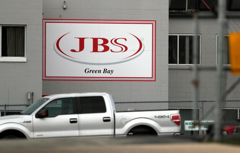 JBS Packerland beef plant is pictured on April 17, 2020, in Green Bay, Wis.