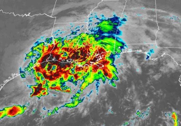 Tropical Storm Nicholas over the Texas Gulf Coast early on September 14, 2021. / Credit: NOAA