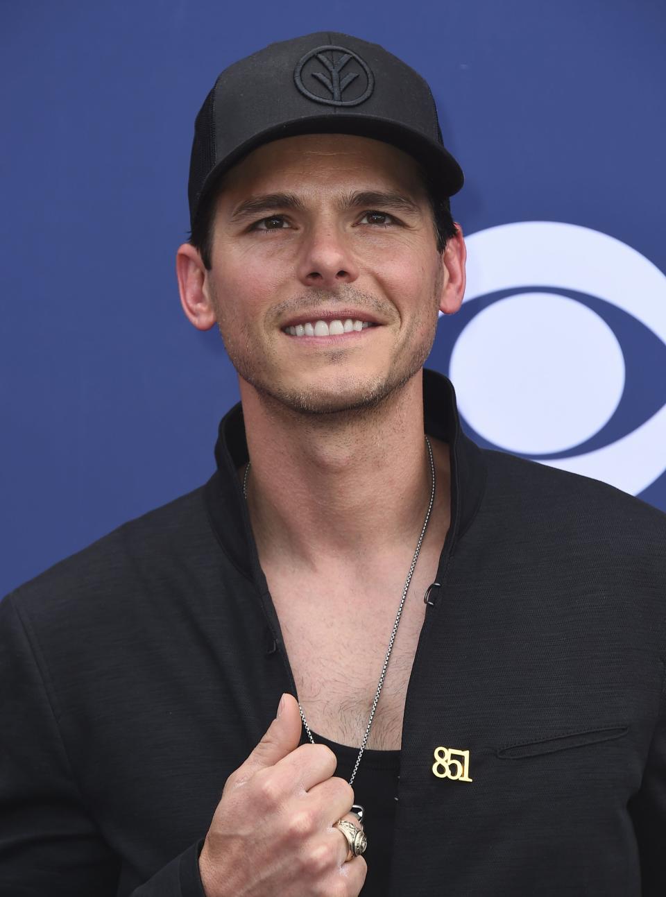 Granger Smith arrives at the 53rd annual Academy of Country Music Awards at the MGM Grand Garden Arena on Sunday, April 15, 2018, in Las Vegas.&nbsp;