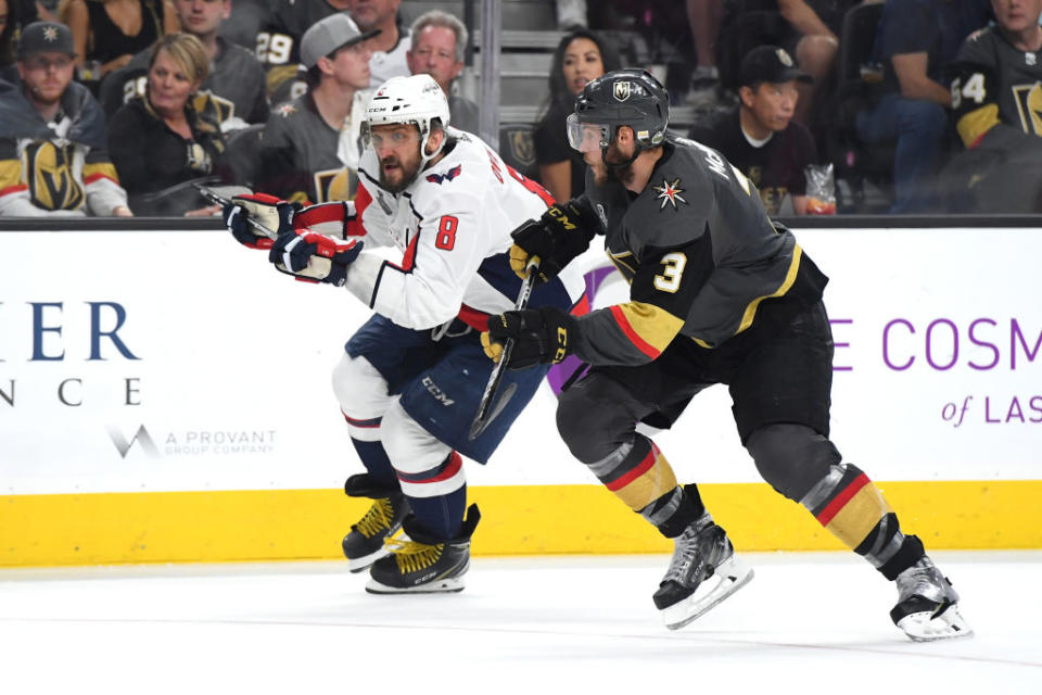Brayden McNabb (right) and Nate Schmidt have kept a close eye on Ovechkin through Games 1 and 2.