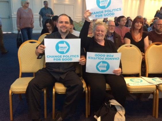 Adrian Bromley and Eileen Edwards at Brexit Party election rally in Willenhall, West Midlands (Colin Drury)