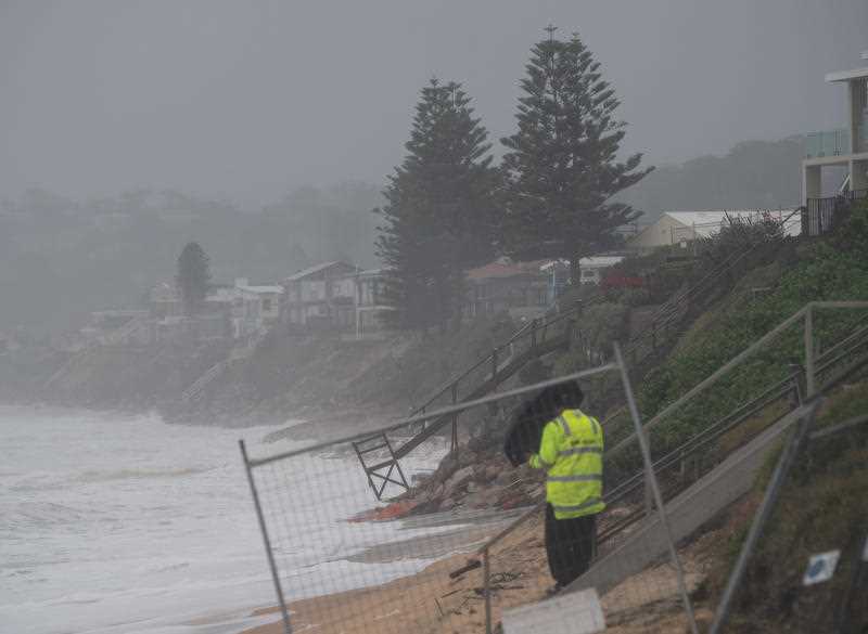 A view of damaged houses along Terrigal Beach on the Central Coast, NSW