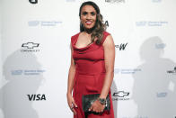 In this Wednesday, Oct. 16, 2019, photo Brazilian soccer star Marta Vieira da Silva poses for photos on the red carpet of the Women's Sports Foundation's 40th annual Salute to Women in Sports in New York. Marta, who was honored with the Wilma Rudolph Courage Award, is a six-time FIFA Player of the Year. (AP Photo/Mary Altaffer)