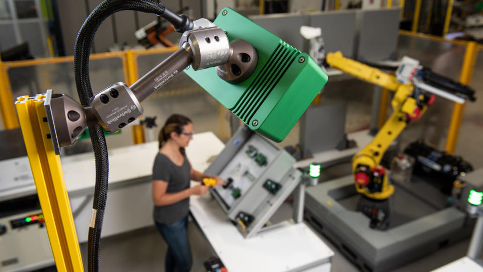 A Veo Robotics setup in a human-robot coworking environment.