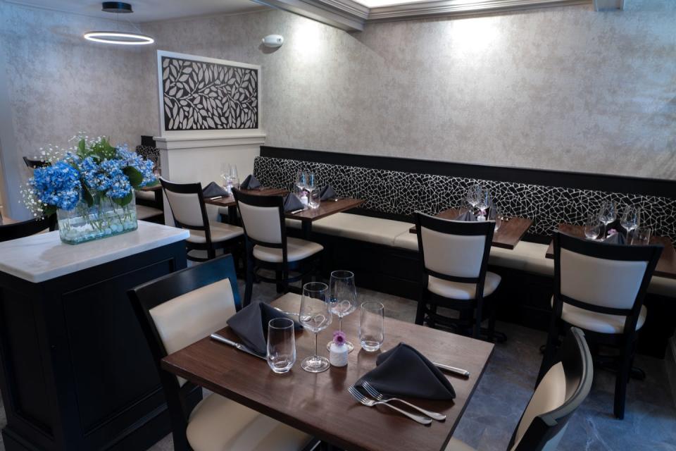 Interior dinning room at Foglia, a new plant based restaurant in Bristol. 