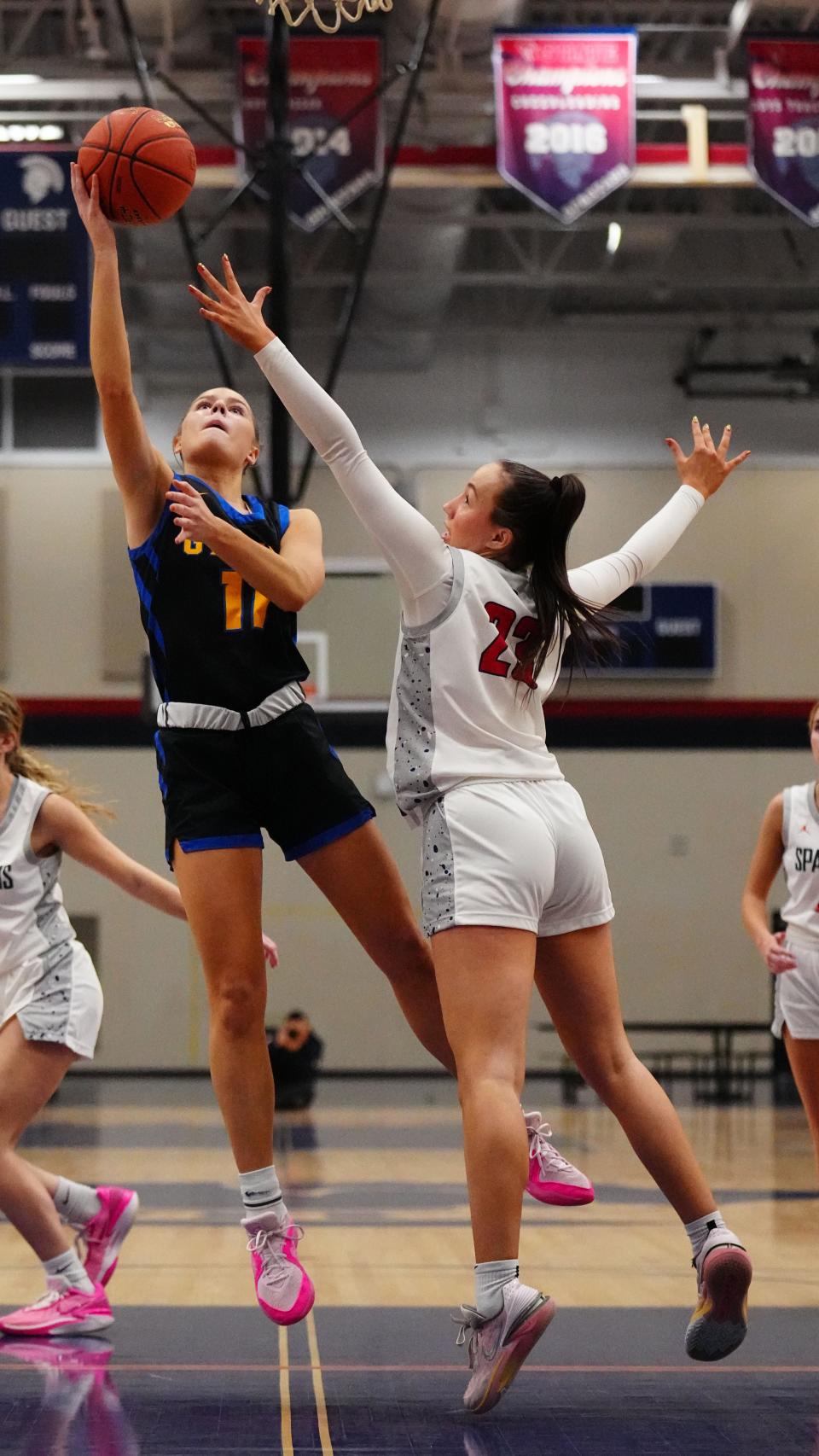 Germantown's Lucy Leininger (11), seen in action earlier this month, had 22 points Friday in a victory over Wauwatosa East.