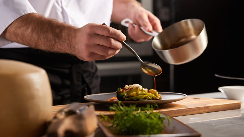 Chef preparing a dish