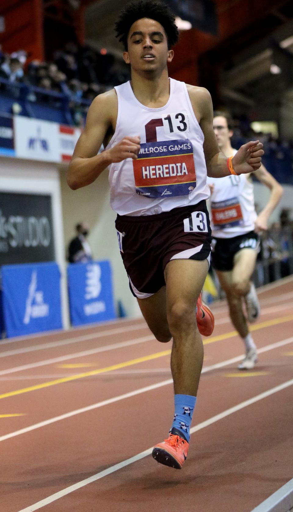 Jacob Heredia, of Clifton, runs the Boys' 1500, at the Millrose Games, in Manhattan. Saturday, January 29, 2022