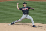 Atlanta Braves starting pitcher Mike Soroka throws during the second inning of the baseball game against the New York Mets at Citi Field, Friday, July 24, 2020, in New York. (AP Photo/Seth Wenig)