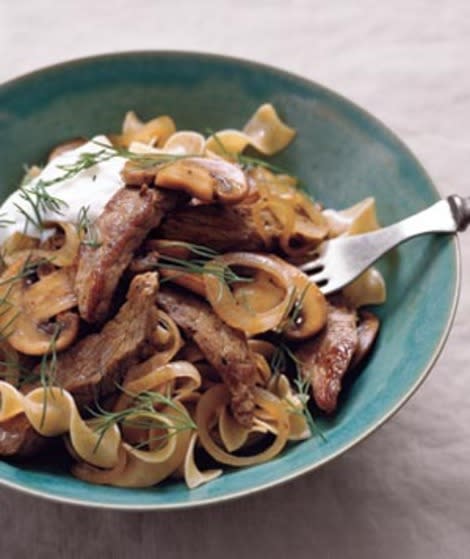 Beef Stroganoff With Yogurt and Dill