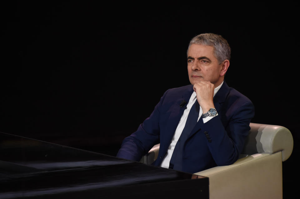 English actor Sir Rowan Atkinson attends 'Che Tempo Che Fa' tv show at Rai Milan Studios on October 7, 2018 in Milan, Italy. (Photo by Andrea Diodato/NurPhoto via Getty Images)